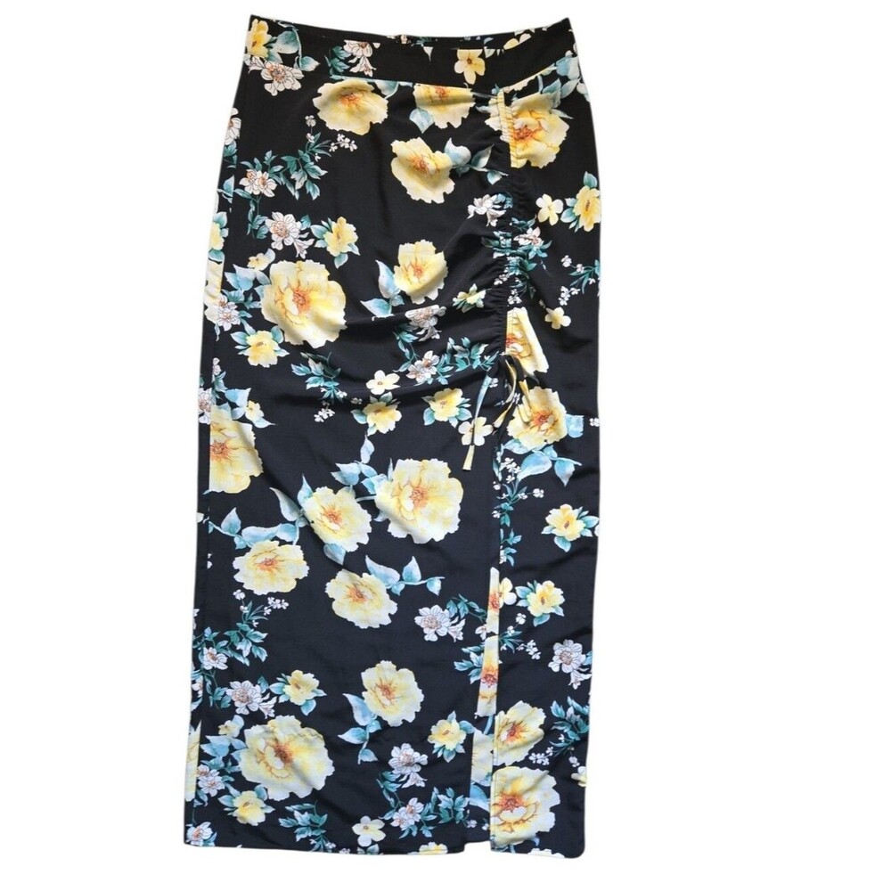Know One Cares Yellow Floral Maxi Skirt - L